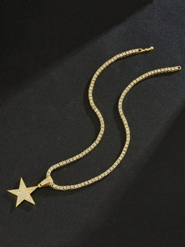 Pour femmes et hommes Collier en alliage avec charme d'étoile en strass magnifique dans le style punk rock hip hop, pour fête – Image 8