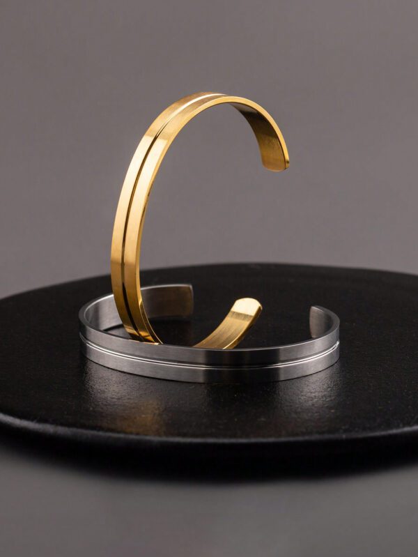 1 Pièce Bracelet Homme/femme Ovale Géométrique De Style D'affaires Simple En Acier Inoxydable Finition Mate Plaqué Or Pour Usage Quotidien