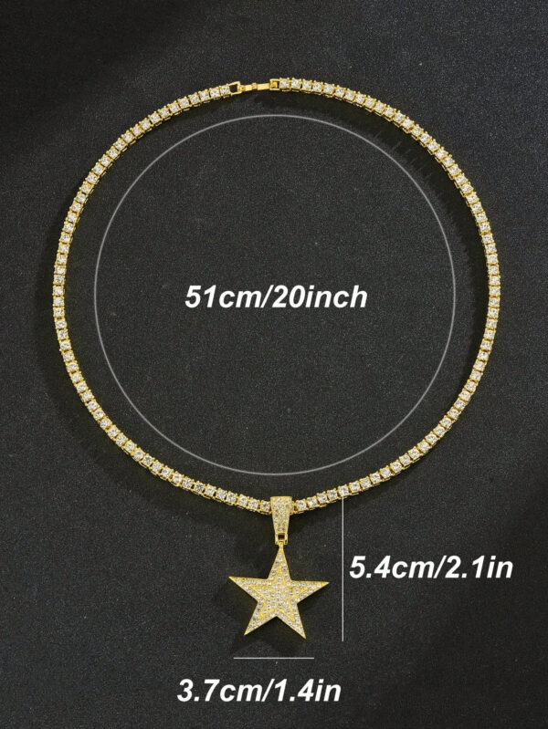 Pour femmes et hommes Collier en alliage avec charme d'étoile en strass magnifique dans le style punk rock hip hop, pour fête – Image 11