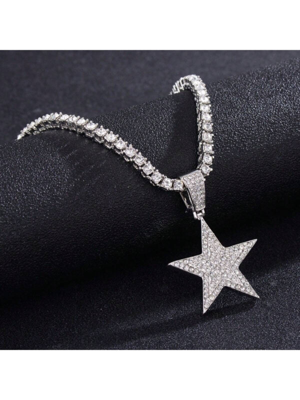 Pour femmes et hommes Collier en alliage avec charme d'étoile en strass magnifique dans le style punk rock hip hop, pour fête – Image 12