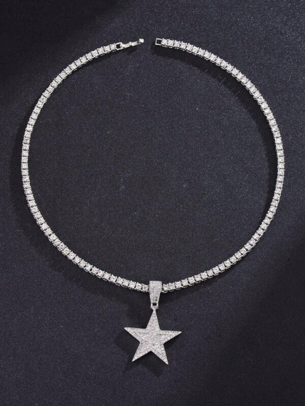 Pour femmes et hommes Collier en alliage avec charme d'étoile en strass magnifique dans le style punk rock hip hop, pour fête – Image 13