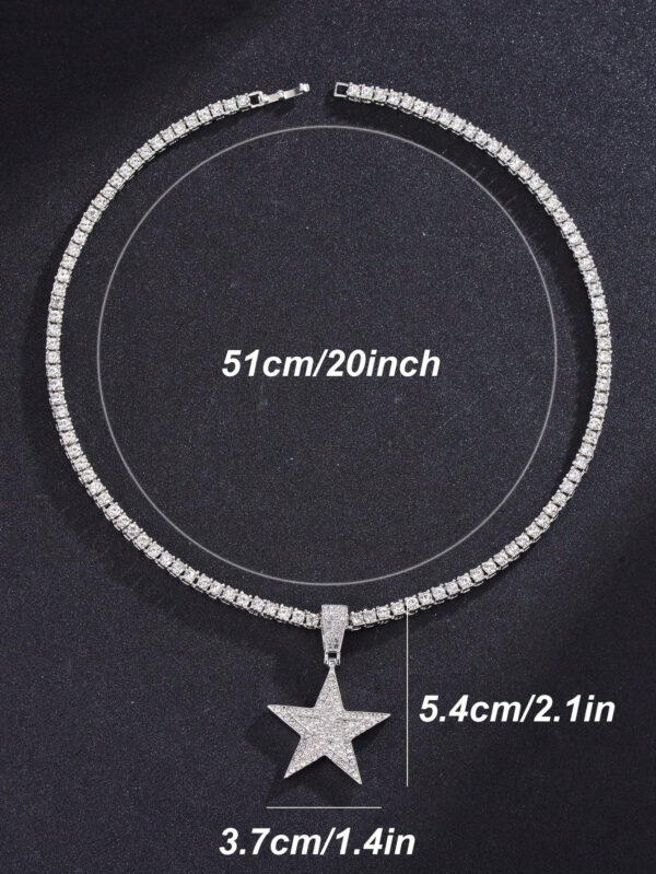 Pour femmes et hommes Collier en alliage avec charme d'étoile en strass magnifique dans le style punk rock hip hop, pour fête – Image 14