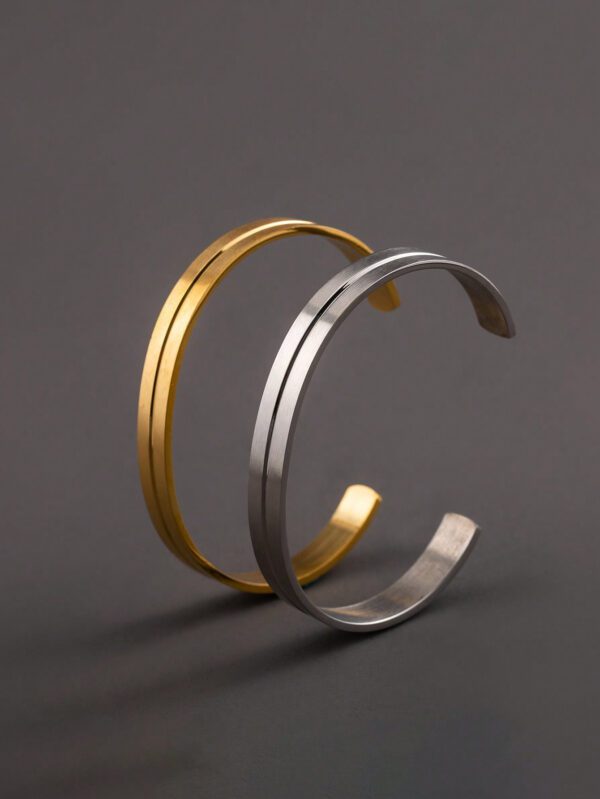 1 Pièce Bracelet Homme/femme Ovale Géométrique De Style D'affaires Simple En Acier Inoxydable Finition Mate Plaqué Or Pour Usage Quotidien – Image 7