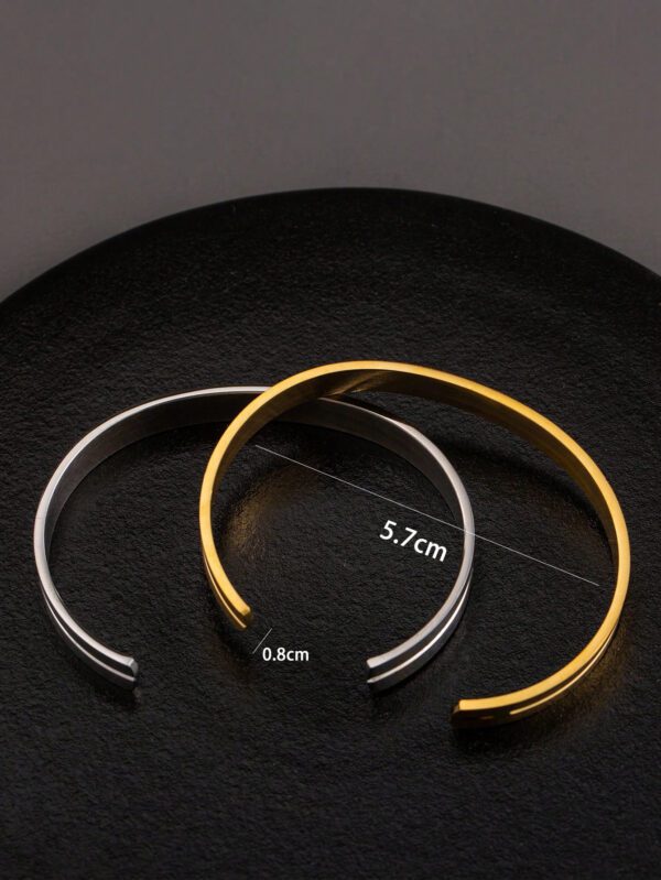 1 Pièce Bracelet Homme/femme Ovale Géométrique De Style D'affaires Simple En Acier Inoxydable Finition Mate Plaqué Or Pour Usage Quotidien – Image 8