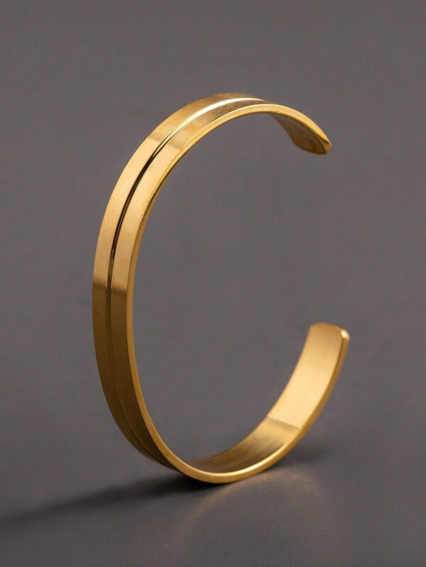 1 Pièce Bracelet Homme/femme Ovale Géométrique De Style D'affaires Simple En Acier Inoxydable Finition Mate Plaqué Or Pour Usage Quotidien – Image 9