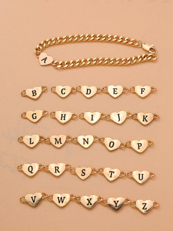 1 pièce Bracelet chaîne fashion homme avec éléments de cœur et lettre, Pour la Saint-Valentin – Image 5