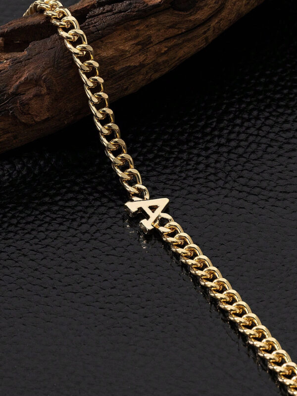 1 Pièce Bracelet Pour Homme À Chaîne Audacieuse Avec Finition Métal Et Détails En Lettres – Image 4
