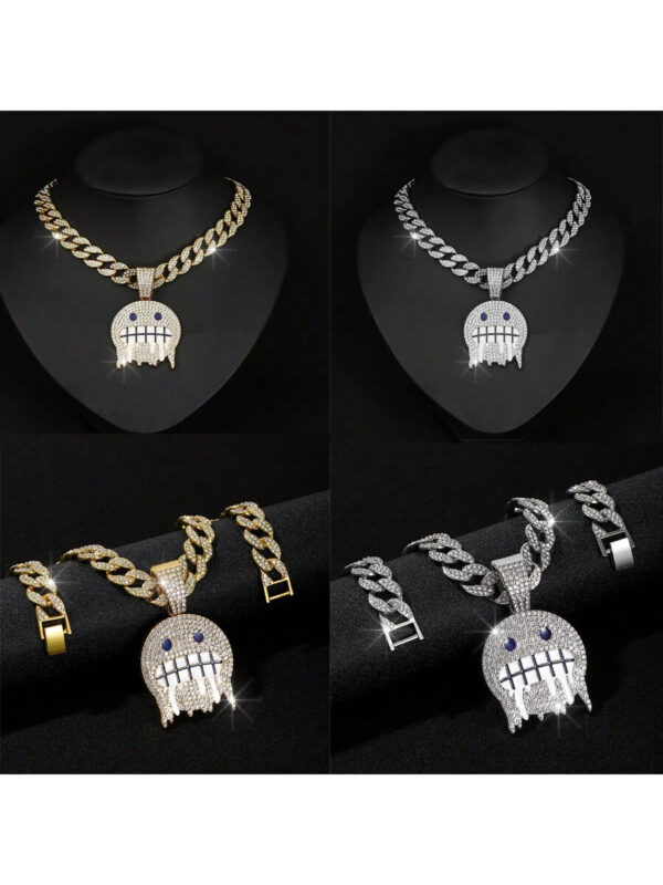 1 pièce Collier de pendentif hip-hop en alliage élégant avec expression de visage et chaîne pour un port quotidien