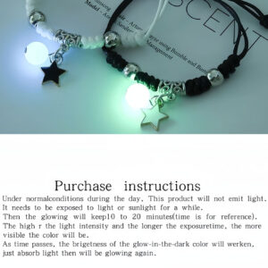 2 pièces Lumineux Noir & Blanc Étoile Tressé couple bracelets , Amitié Cadeau Pour Étudiants Ou Meilleurs Amis