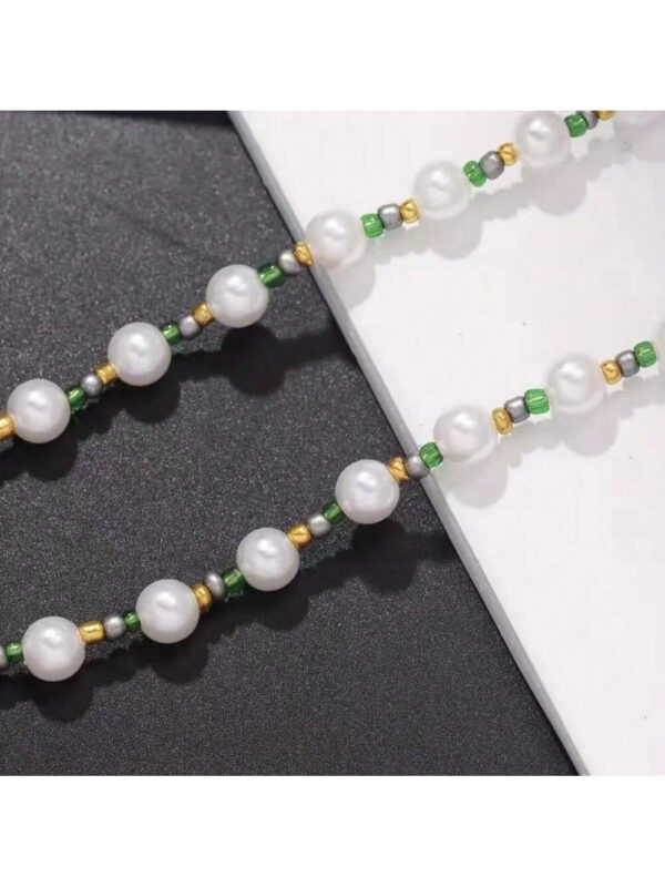 1 pièce Collier fait-main unisexe avec perle fausse et perles en verre non assorties – Image 5