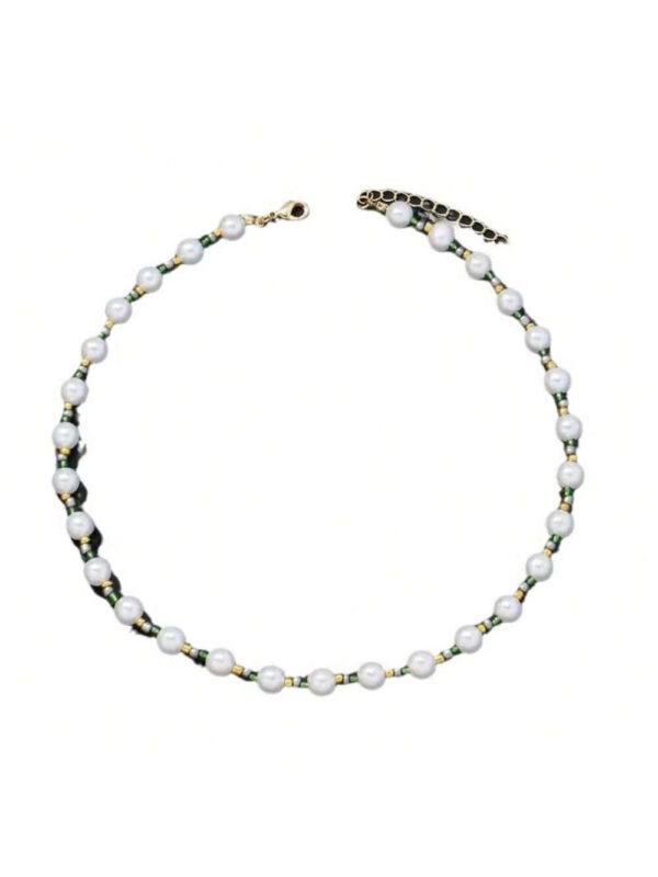 1 pièce Collier fait-main unisexe avec perle fausse et perles en verre non assorties – Image 6
