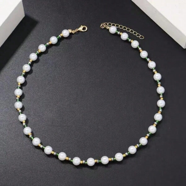 1 pièce Collier fait-main unisexe avec perle fausse et perles en verre non assorties – Image 9