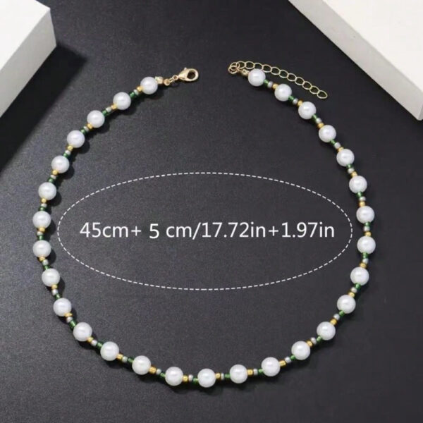 1 pièce Collier fait-main unisexe avec perle fausse et perles en verre non assorties – Image 12