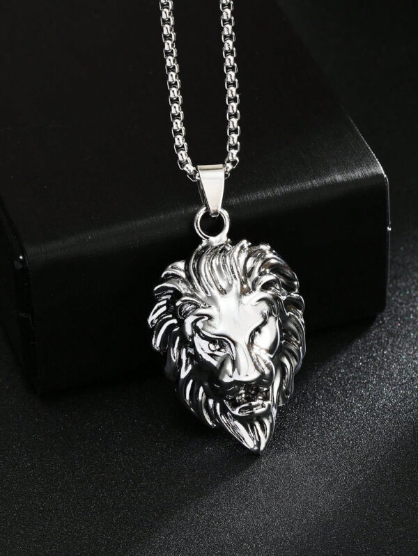 1 pièce Collier pendentif de tête de lion gardien sacré vintage tendance, chaîne longue de pull style punk en acier inoxydable unisexe, accessoire populaire cadeau pour hommes et femmes