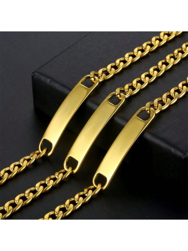 1 Pièce Bracelet En Acier Inoxydable 18k Plaqué Or Simple Et À La Mode Avec Une Plaque Incurvée Ajustable Pour Les Hommes Et Les Femmes, Cadeau De Bijoux Pour Couple, Petit Ami – Image 6
