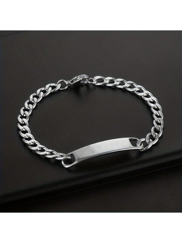 1 Pièce Bracelet En Acier Inoxydable 18k Plaqué Or Simple Et À La Mode Avec Une Plaque Incurvée Ajustable Pour Les Hommes Et Les Femmes, Cadeau De Bijoux Pour Couple, Petit Ami – Image 8