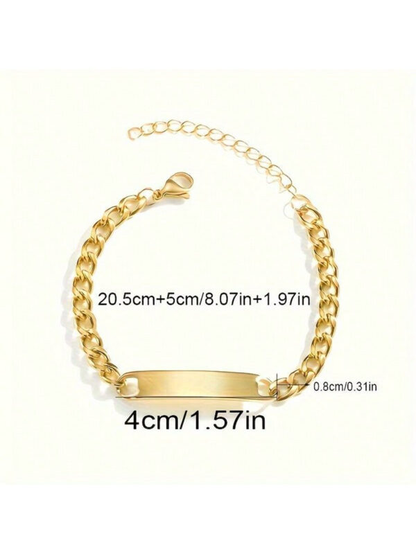 1 Pièce Bracelet En Acier Inoxydable 18k Plaqué Or Simple Et À La Mode Avec Une Plaque Incurvée Ajustable Pour Les Hommes Et Les Femmes, Cadeau De Bijoux Pour Couple, Petit Ami – Image 9