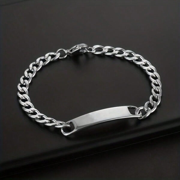 1 Pièce Bracelet En Acier Inoxydable 18k Plaqué Or Simple Et À La Mode Avec Une Plaque Incurvée Ajustable Pour Les Hommes Et Les Femmes, Cadeau De Bijoux Pour Couple, Petit Ami – Image 13
