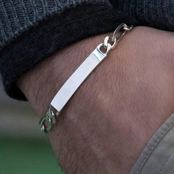 1 Pièce Bracelet En Acier Inoxydable 18k Plaqué Or Simple Et À La Mode Avec Une Plaque Incurvée Ajustable Pour Les Hommes Et Les Femmes, Cadeau De Bijoux Pour Couple, Petit Ami – Image 14