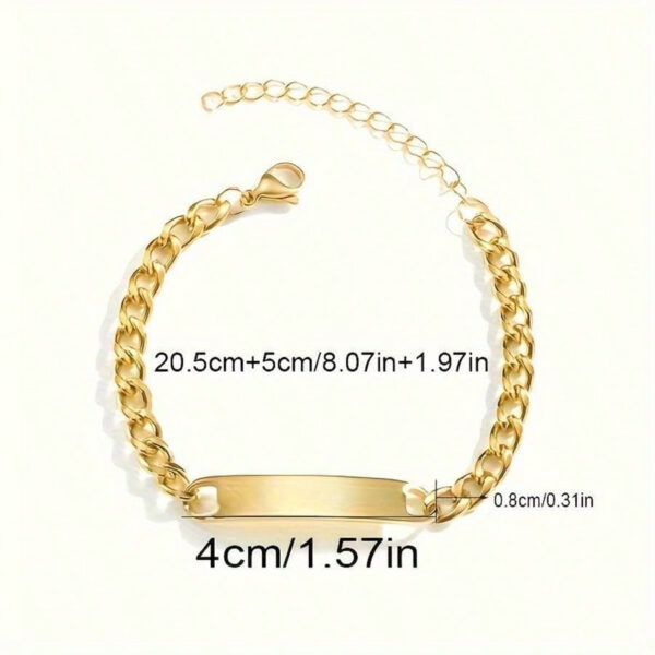 1 Pièce Bracelet En Acier Inoxydable 18k Plaqué Or Simple Et À La Mode Avec Une Plaque Incurvée Ajustable Pour Les Hommes Et Les Femmes, Cadeau De Bijoux Pour Couple, Petit Ami – Image 16