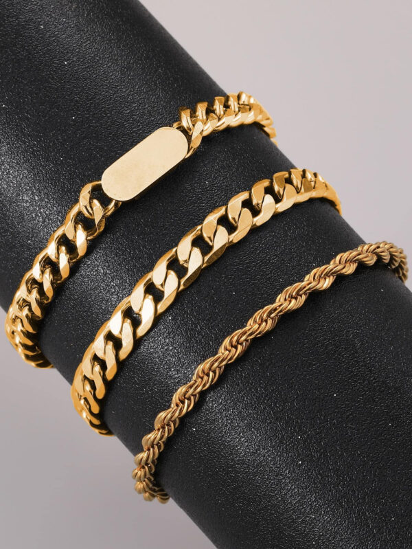 3 pièces Bracelet en acier de titane innovant et à la mode pour hommes, haut de gamme et élégant, cadeau – Image 2