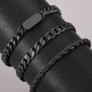 3 pièces Bracelet en acier de titane innovant et à la mode pour hommes, haut de gamme et élégant, cadeau