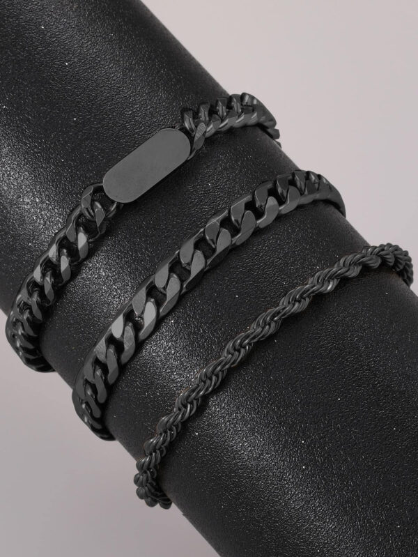 3 pièces Bracelet en acier de titane innovant et à la mode pour hommes, haut de gamme et élégant, cadeau – Image 3