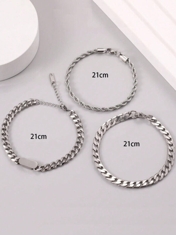 3 pièces Bracelet en acier de titane innovant et à la mode pour hommes, haut de gamme et élégant, cadeau – Image 6