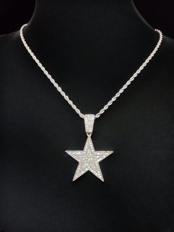 1 pièce Collier pendentif étoile à cinq branches créatif et à la mode, unisexe, style rétro hip hop, convient pour une fête ou un port quotidien, 2 styles de chaîne disponibles – Image 7