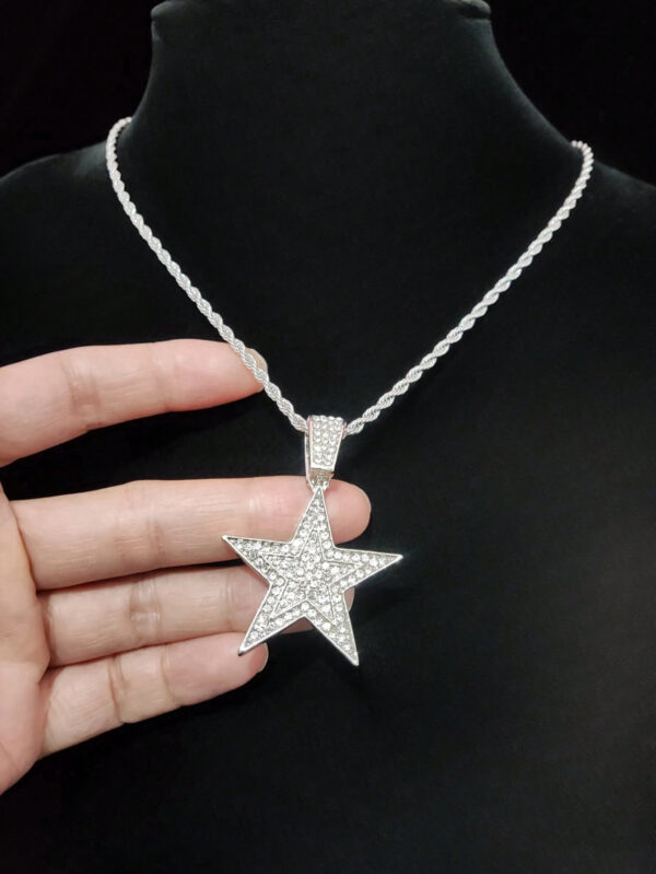 1 pièce Collier pendentif étoile à cinq branches créatif et à la mode, unisexe, style rétro hip hop, convient pour une fête ou un port quotidien, 2 styles de chaîne disponibles – Image 8