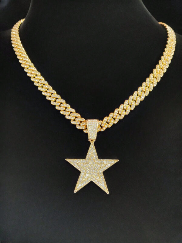 1 pièce Collier pendentif étoile à cinq branches créatif et à la mode, unisexe, style rétro hip hop, convient pour une fête ou un port quotidien, 2 styles de chaîne disponibles – Image 9