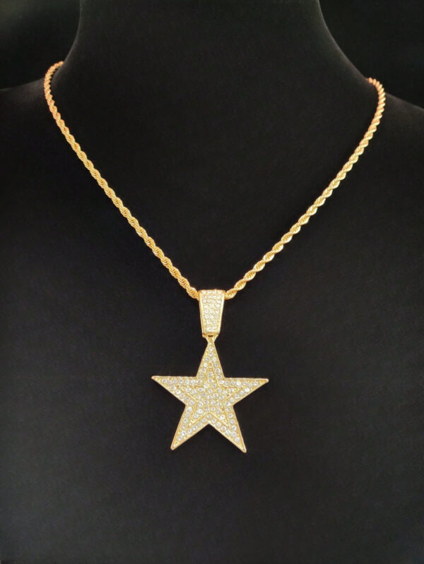 1 pièce Collier pendentif étoile à cinq branches créatif et à la mode, unisexe, style rétro hip hop, convient pour une fête ou un port quotidien, 2 styles de chaîne disponibles – Image 11