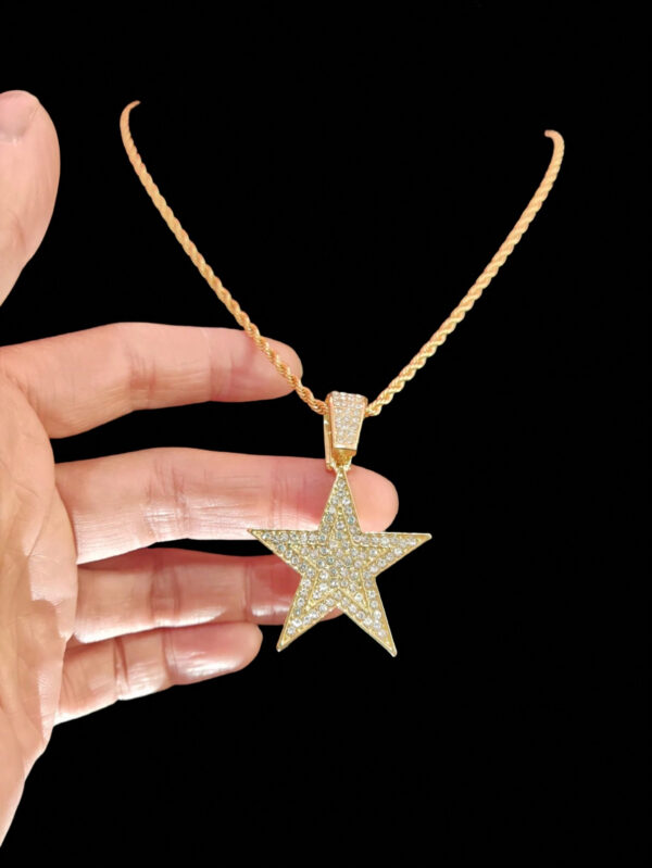 1 pièce Collier pendentif étoile à cinq branches créatif et à la mode, unisexe, style rétro hip hop, convient pour une fête ou un port quotidien, 2 styles de chaîne disponibles – Image 12
