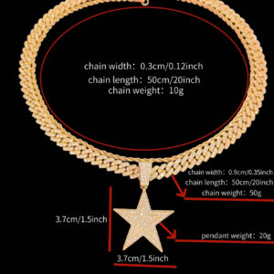 1 pièce Collier pendentif étoile à cinq branches créatif et à la mode, unisexe, style rétro hip hop, convient pour une fête ou un port quotidien, 2 styles de chaîne disponibles