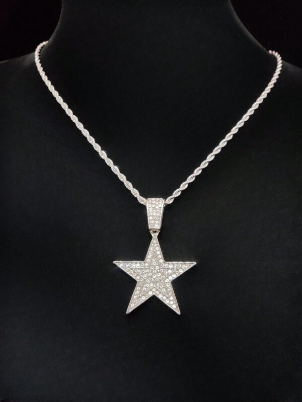 1 pièce Collier pendentif étoile à cinq branches créatif et à la mode, unisexe, style rétro hip hop, convient pour une fête ou un port quotidien, 2 styles de chaîne disponibles – Image 15
