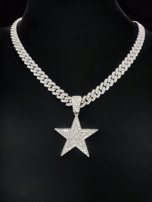1 pièce Collier pendentif étoile à cinq branches créatif et à la mode, unisexe, style rétro hip hop, convient pour une fête ou un port quotidien, 2 styles de chaîne disponibles – Image 16