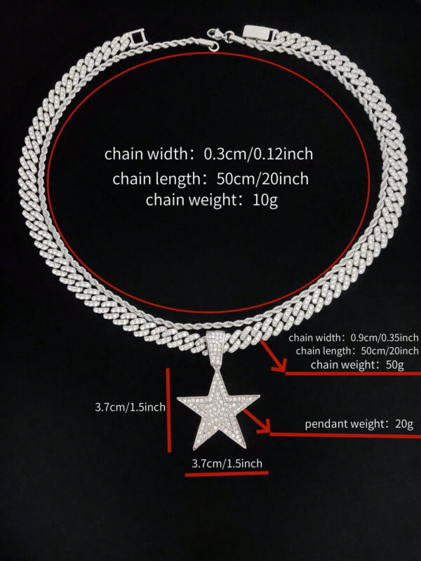 1 pièce Collier pendentif étoile à cinq branches créatif et à la mode, unisexe, style rétro hip hop, convient pour une fête ou un port quotidien, 2 styles de chaîne disponibles – Image 18