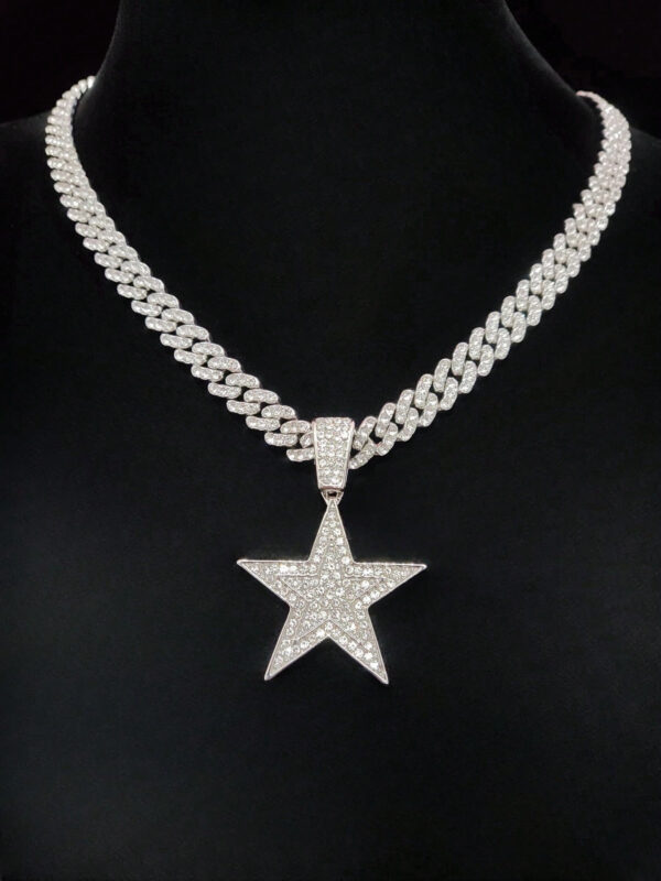 1 pièce Collier pendentif étoile à cinq branches créatif et à la mode, unisexe, style rétro hip hop, convient pour une fête ou un port quotidien, 2 styles de chaîne disponibles – Image 19
