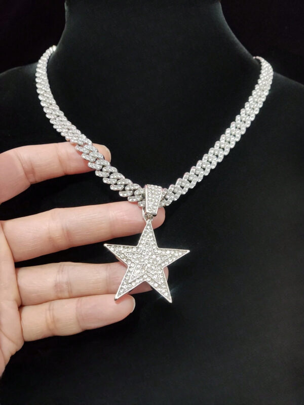 1 pièce Collier pendentif étoile à cinq branches créatif et à la mode, unisexe, style rétro hip hop, convient pour une fête ou un port quotidien, 2 styles de chaîne disponibles – Image 20