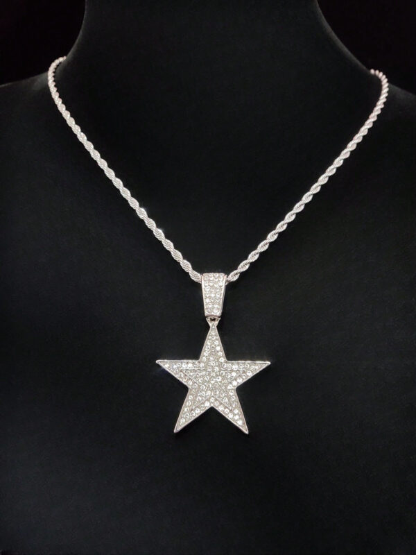 1 pièce Collier pendentif étoile à cinq branches créatif et à la mode, unisexe, style rétro hip hop, convient pour une fête ou un port quotidien, 2 styles de chaîne disponibles – Image 21