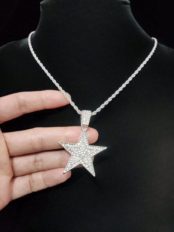 1 pièce Collier pendentif étoile à cinq branches créatif et à la mode, unisexe, style rétro hip hop, convient pour une fête ou un port quotidien, 2 styles de chaîne disponibles – Image 22
