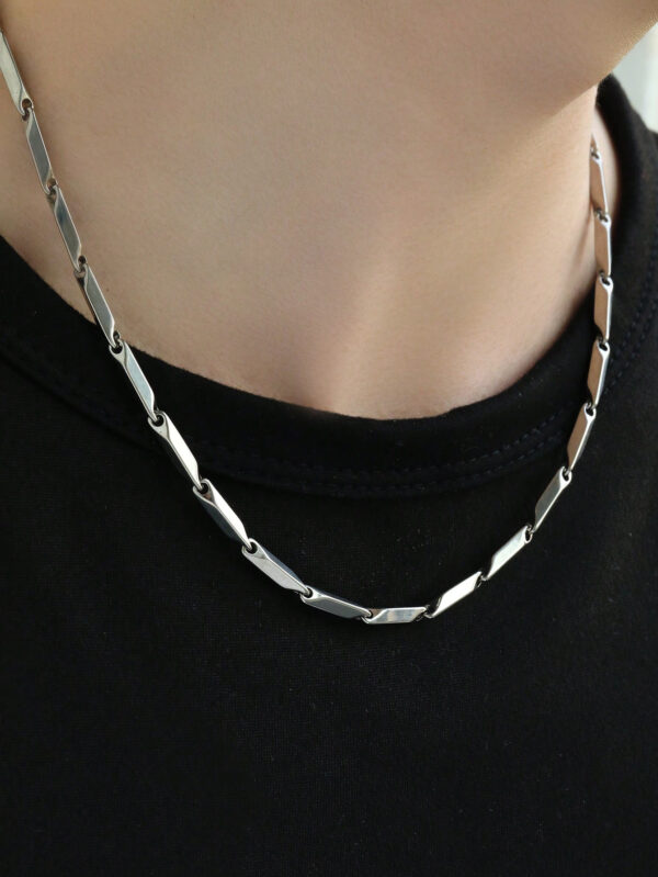 Aomogo 1 pièce Collier de chaîne d'homme plaqué or en acier inoxydable, style de hip-hop simple et à la mode, convient comme cadeau pour lui – Image 2