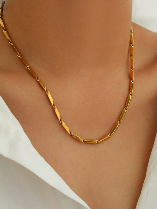 Aomogo 1 pièce Collier de chaîne d'homme plaqué or en acier inoxydable, style de hip-hop simple et à la mode, convient comme cadeau pour lui – Image 3