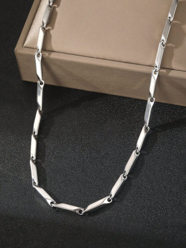 Aomogo 1 pièce Collier de chaîne d'homme plaqué or en acier inoxydable, style de hip-hop simple et à la mode, convient comme cadeau pour lui – Image 4