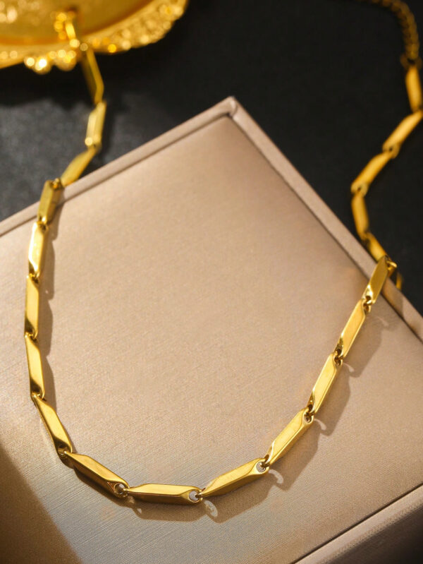 Aomogo 1 pièce Collier de chaîne d'homme plaqué or en acier inoxydable, style de hip-hop simple et à la mode, convient comme cadeau pour lui – Image 6