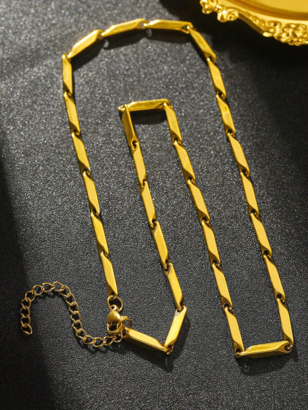Aomogo 1 pièce Collier de chaîne d'homme plaqué or en acier inoxydable, style de hip-hop simple et à la mode, convient comme cadeau pour lui – Image 8