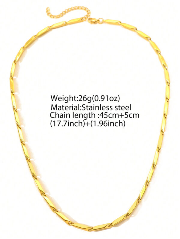Aomogo 1 pièce Collier de chaîne d'homme plaqué or en acier inoxydable, style de hip-hop simple et à la mode, convient comme cadeau pour lui – Image 9
