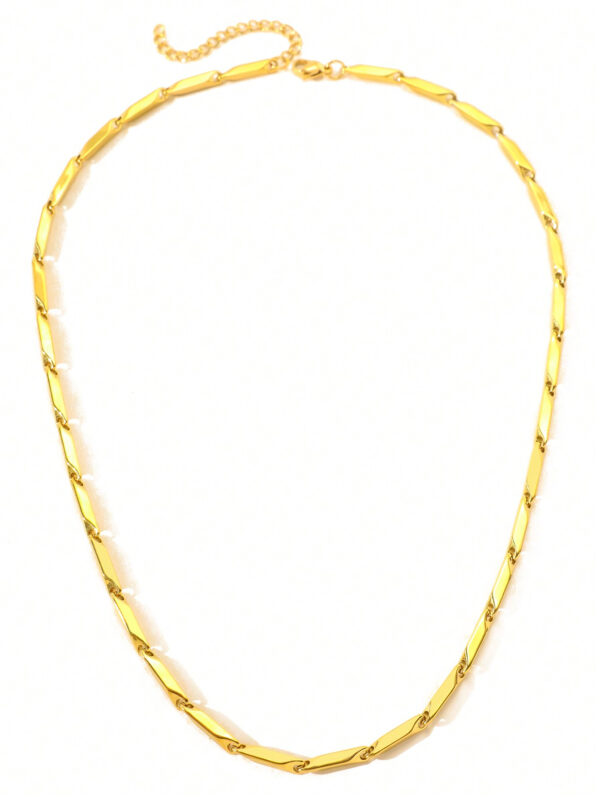 Aomogo 1 pièce Collier de chaîne d'homme plaqué or en acier inoxydable, style de hip-hop simple et à la mode, convient comme cadeau pour lui – Image 10