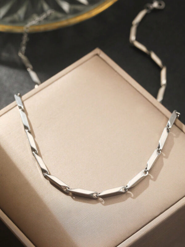 Aomogo 1 pièce Collier de chaîne d'homme plaqué or en acier inoxydable, style de hip-hop simple et à la mode, convient comme cadeau pour lui – Image 12