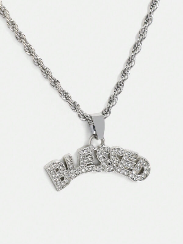 SUMWON Collier en acier inoxydable avec pendentif en strass – Image 2